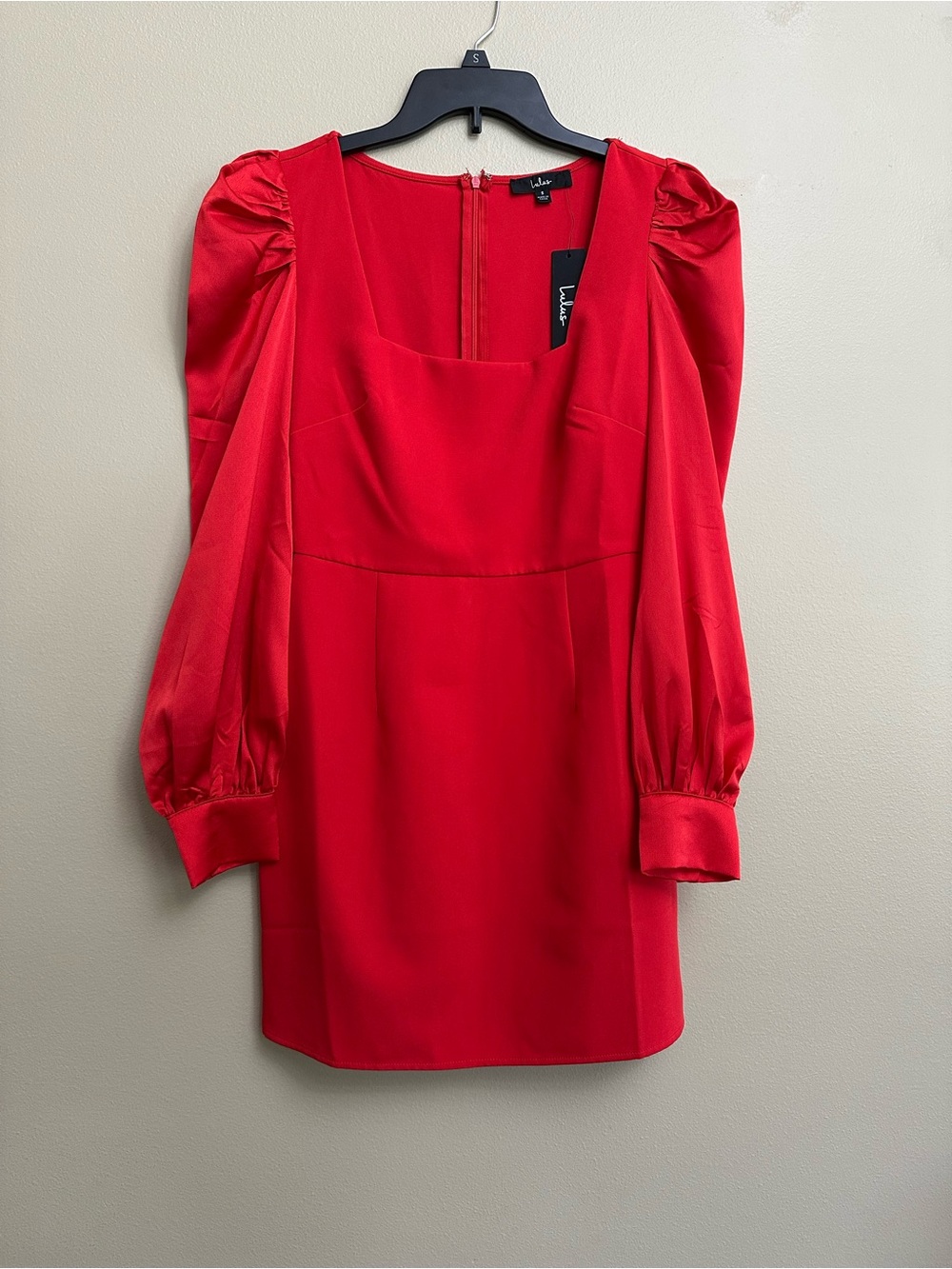 NWT Lulu's Longtime Crush Red Puff Shoulder Long Sleeve Mini Dress - Picture 5 of 13